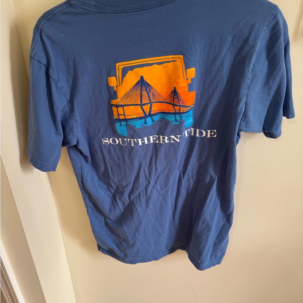 Southern Tide Blue Crewneck Tee with White Logo